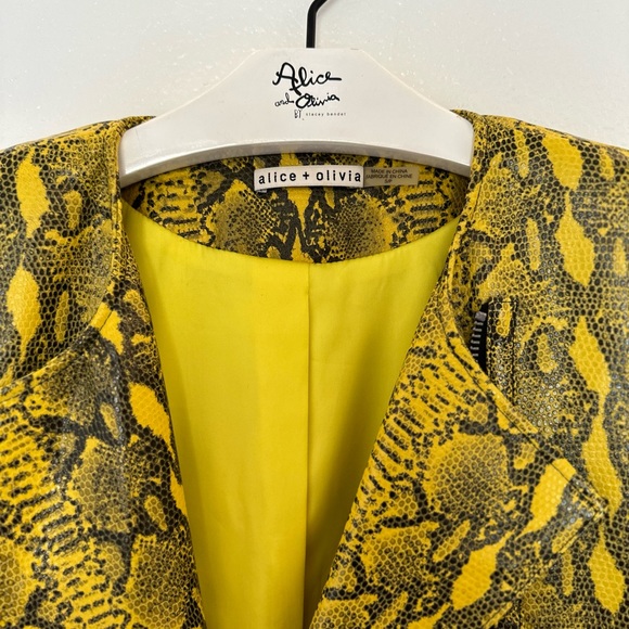 Alice & Olivia - Yellow Leather Snakeskin Jacket - Picture 13 of 16